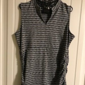 Coldwater Creek, Activewear Top; Sleeveless,  Grey-Black Striped, Size L/14